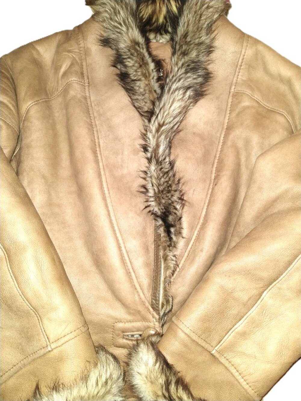 Leather Jacket Women Vintage 90's Lambs Mode Leather Fur Special Maker - Picture 3 of 6